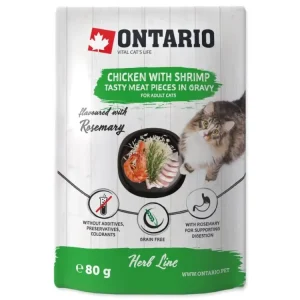 Kapsička Ontario kuře a krevety v omáčce 80g Oblíbený