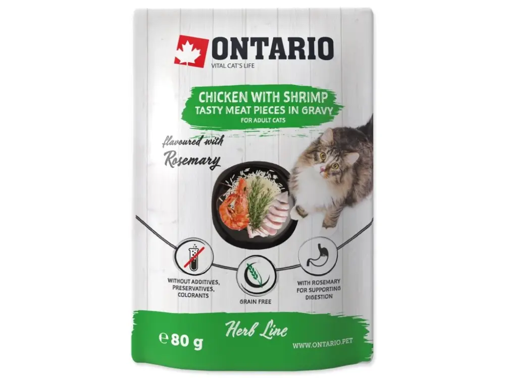 Kapsička Ontario kuře a krevety v omáčce 80g Oblíbený