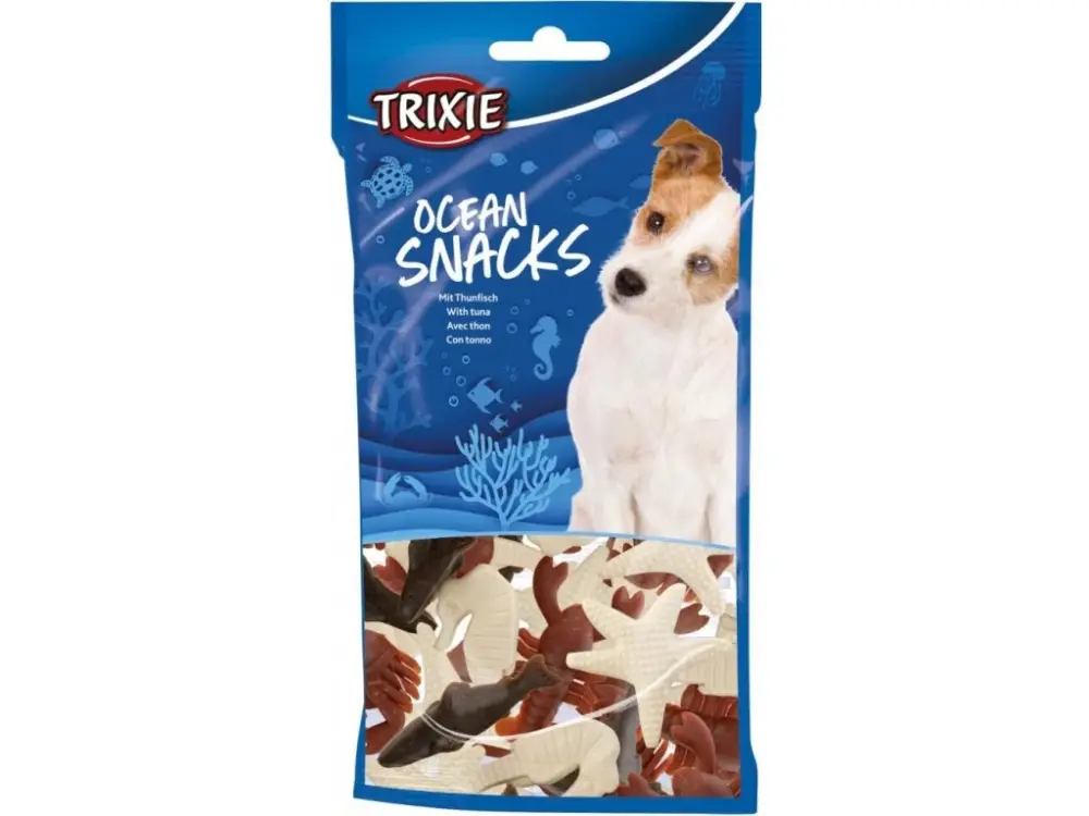 Ocean Snacks, pamlsky tuňák / kuře, tvary mořské fauny, 14ks/100g Akce