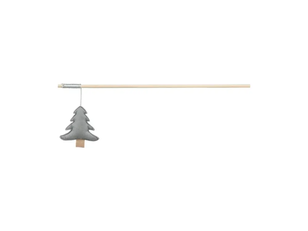 Hit Sezóny Vánoční hrací prut se stromkem a catnipem, 48 cm, filc/dřevo, šedá