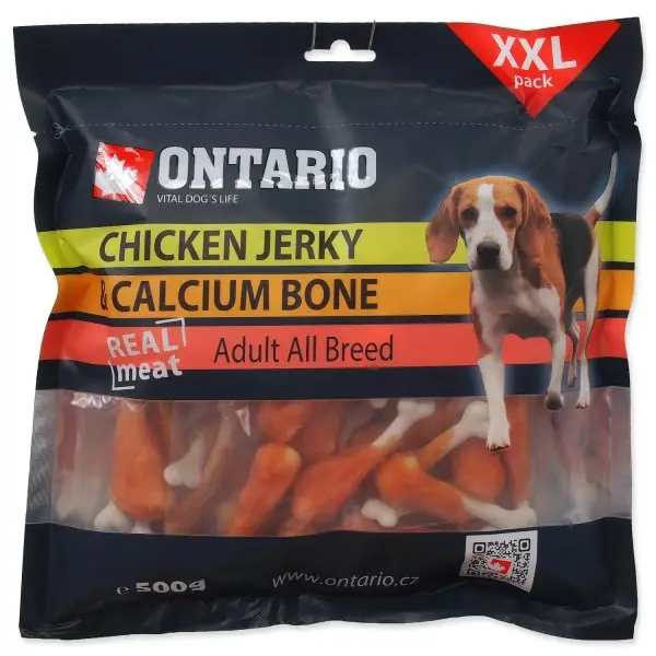 ONTARIO Snack Chicken Jerky + Calcium 500g Časově Omezené