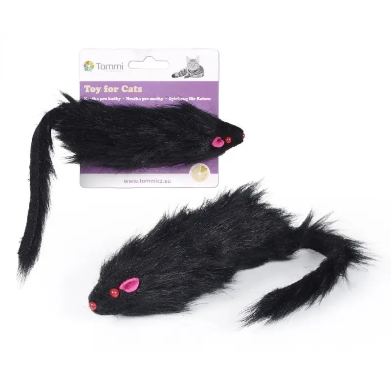 Rychlé Dodání Myška černá chlupatá, 15cm