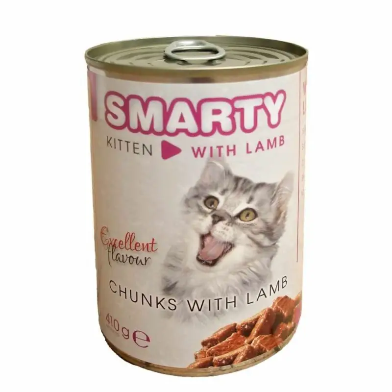 Vysoce Kvalitní SMARTY Cat Kitten Jehněčí chunks, konzerva 410 g