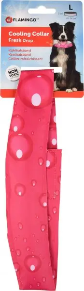 Flamingo Chladící obojek pro psy vzor kapky fuchsia L 49-56cm Výhodná Nabídka