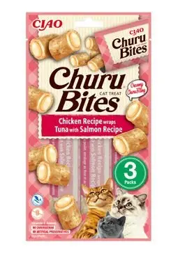 Cenový Hit Churu Cat Bites Chicken wraps&Tuna Salmon Purée 3x10g
