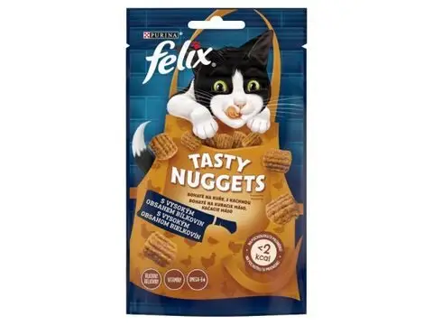 FELIX Tasty Nuggets 50g Bohaté na kuře a kachnu Autentický