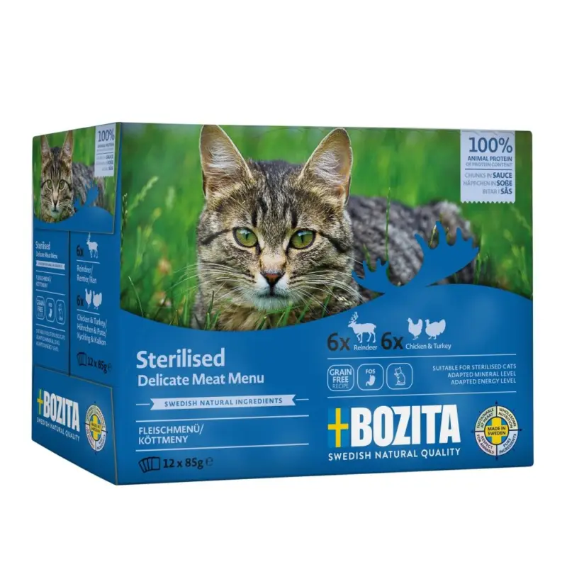 Bozita Cat Sterilised kousky masa v omáčce, kapsička 85 g (12 pack) Časově Omezené