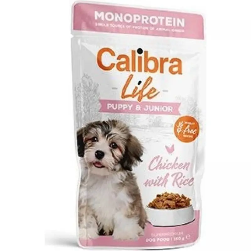 Calibra Dog Life kapsa Puppy&Junior Chicken 150g Sleva
