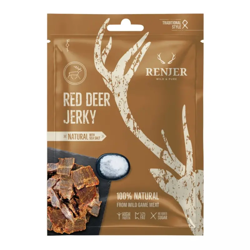 RENJER Modern Nordic Red Deer (Jelení) Jerky Sea Salt 25g Hit Sezóny