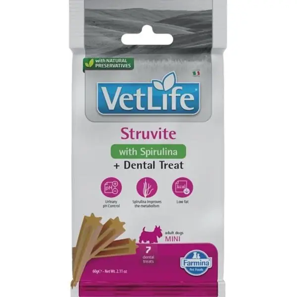 Dokud Zásoby Vydrží Vet Life Dog Dental Snack Struvite Adult Mini 60 g