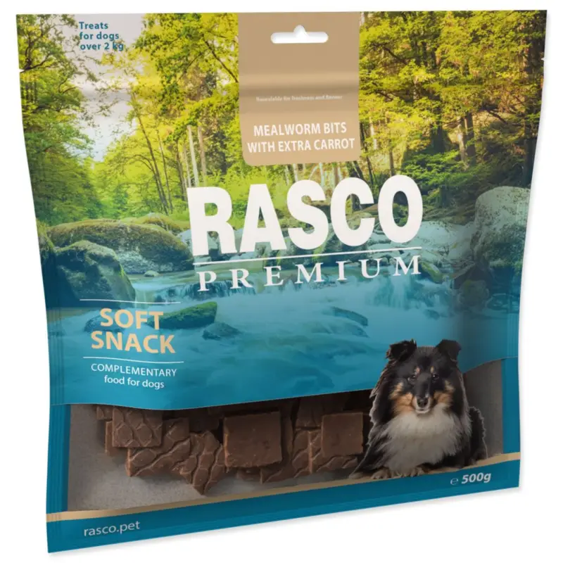 Objednat Nyní Pochoutka Rasco Premium mouční červi a extra mrkví 500g exspirace 13.07.2026
