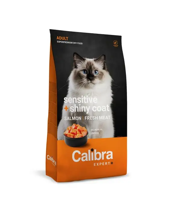 Nízká Cena Calibra Cat EXPERT+ Adult Sensitive & Shiny coat 1,5kg