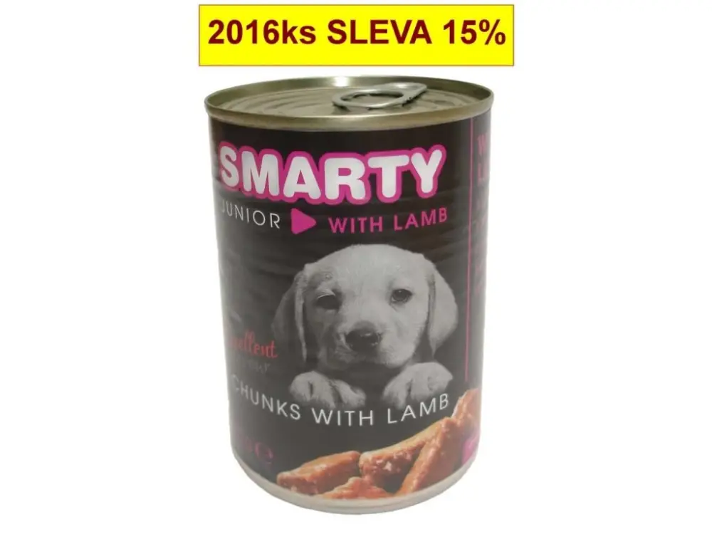 Finální Výprodej SMARTY Dog Junior Jehněčí chunks, konzerva 410 g