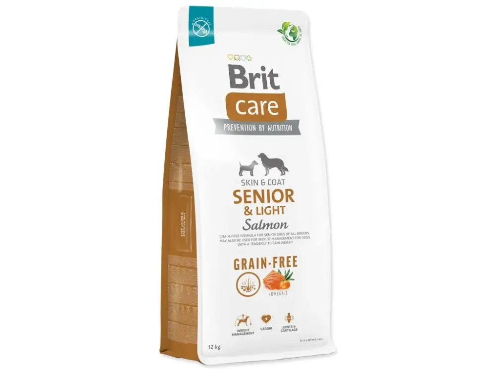 Krmivo Brit Care Dog Grain-free Senior & Light Salmon 12kg Dokud Zásoby Vydrží