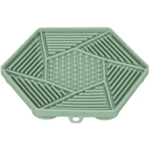 Lick´n´Snack HEXAGON s přísavkami - podložka k pomalému krmení, 17 cm, TPR/plast, zelená Finální Výprodej