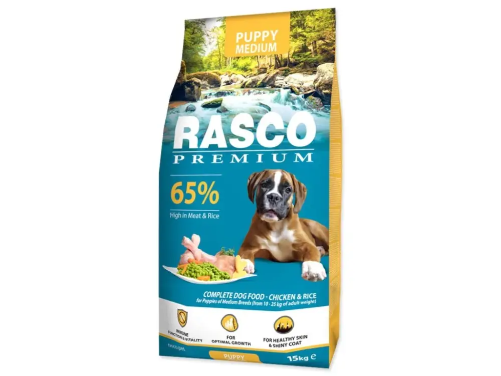 Dokud Zásoby Vydrží Krmivo Rasco Premium Puppy Medium kuře s rýží 15kg