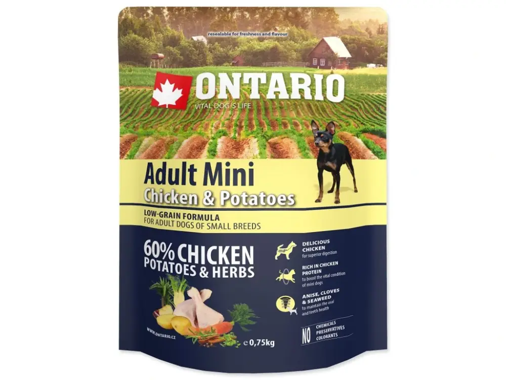 Krmivo Ontario Adult Mini Chicken & Potatoes 0,75kg Sezónní Sleva