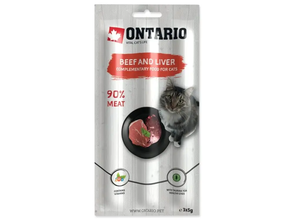 Pochoutka Ontario hovězí a játra, tyčinky 3x5g Expresní Doručení