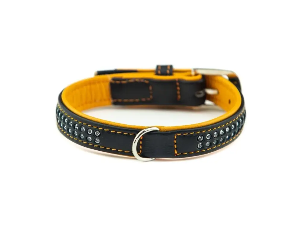 Akce Nobby Pacific Deluxe obojek se Swarovski krystaly M 47cm oranžová