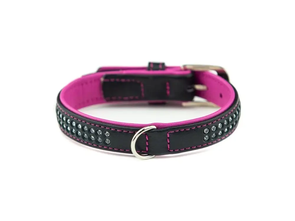 Nobby Pacific Deluxe obojek se Swarovski krystaly S-M 42cm růžová Cenově Výhodný
