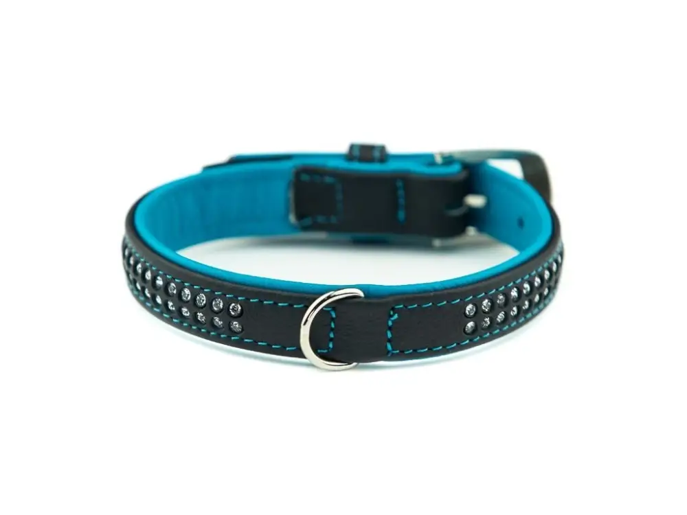 Nová Kolekce Nobby Pacific Deluxe obojek se Swarovski krystaly S-M 42cm tyrkysová