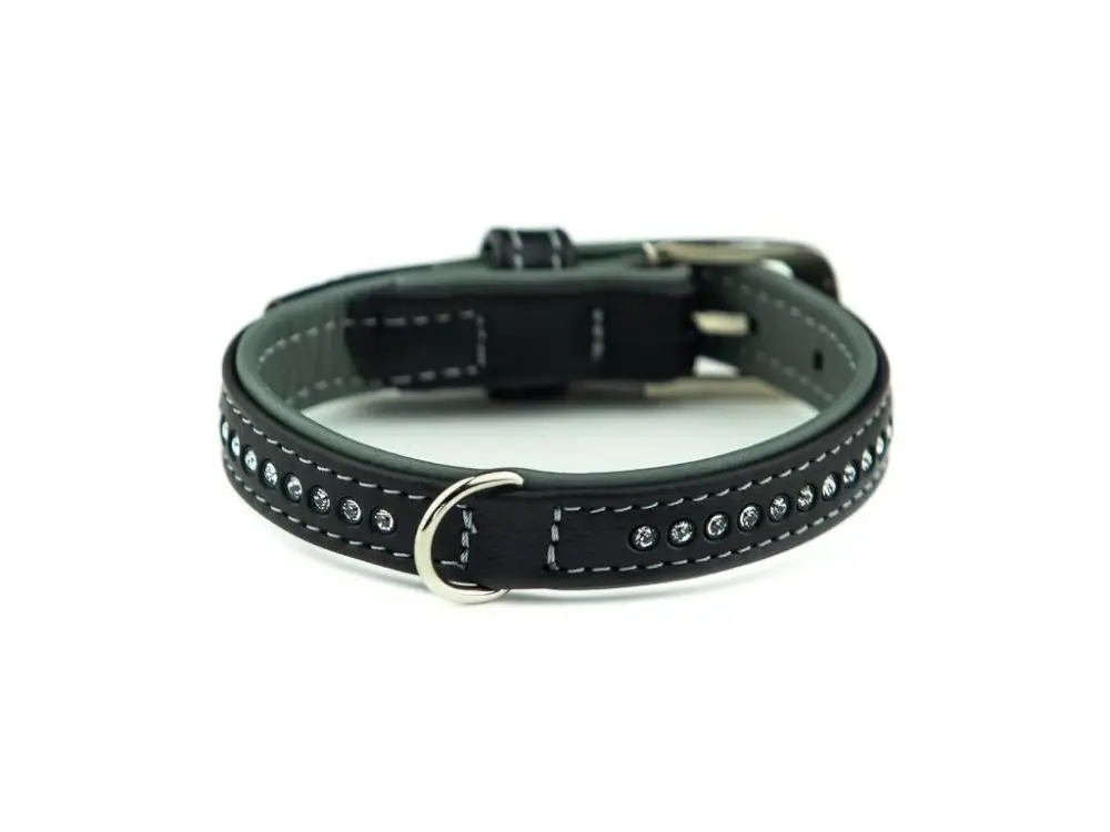 Výprodej Nobby Pacific Deluxe obojek se Swarovski krystaly XS 27cm šedá