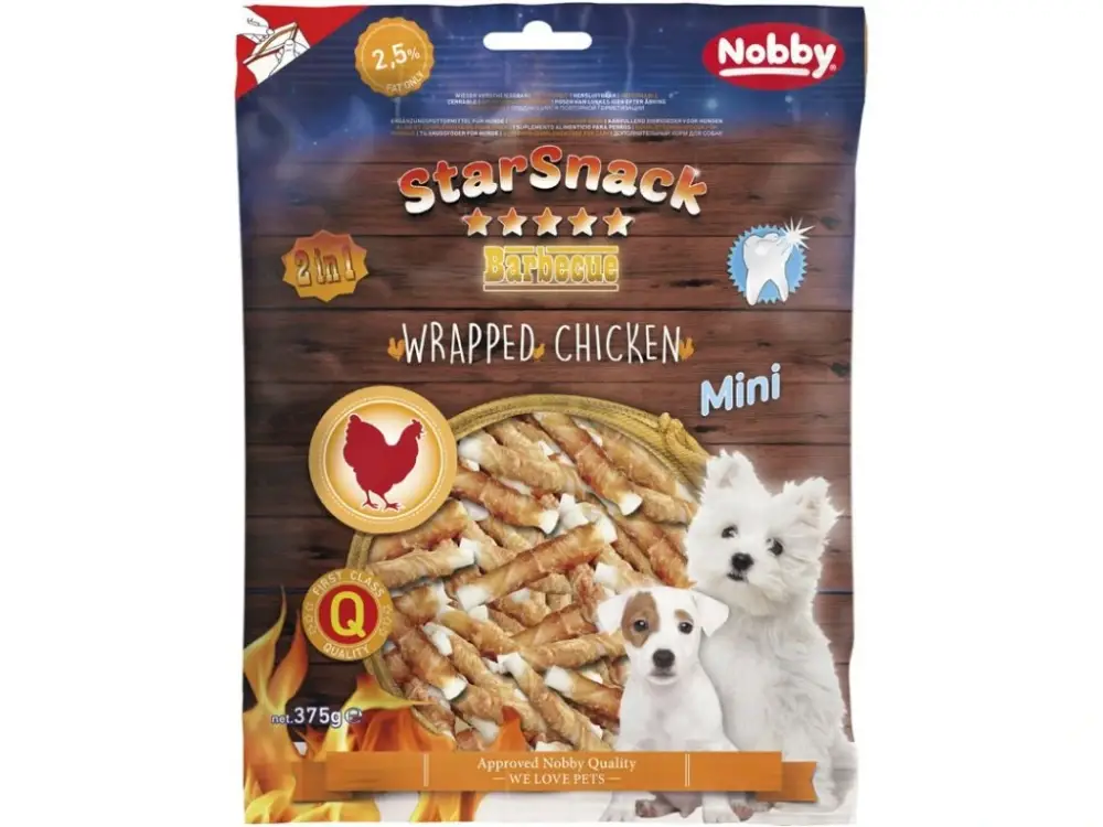 Tovární Cena Nobby StarSnack Wrapped Mini buvolí tyčky s kuřecím 375g