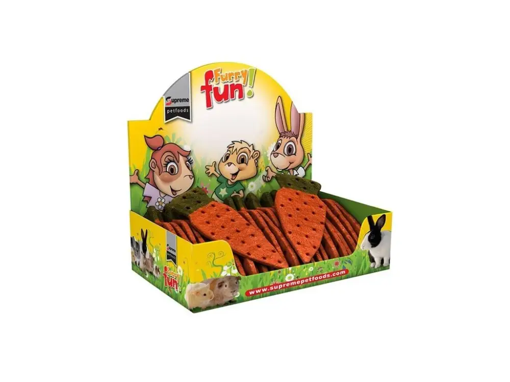 Supreme Tiny FARM Snack Giant Carrots - pochoutka sušenka mrkev display 25 ks Koupit Online