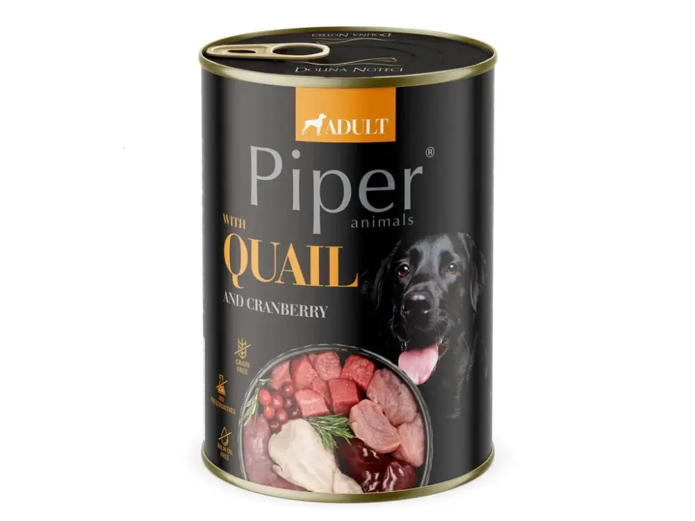 NEW PIPER s křepelkou a brusinkami, konzerva pro psy 400 g Speciální Cena