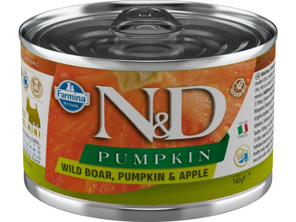 N&D DOG PUMPKIN Adult Boar & Apple Mini 140g Výprodej