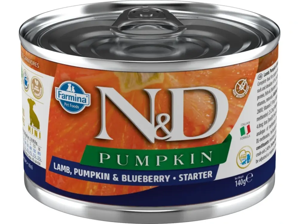 N&D DOG PUMPKIN Starter Lamb & Blueberry Mini 140g Kup Teď