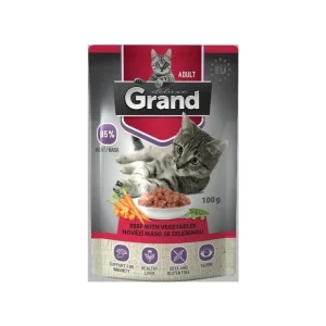 Přímo Od Výrobce GRAND Cat kapsa Deluxe Adult hovězí se zeleninou 100g