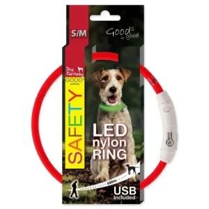 Nízká Cena Obojek DOG FANTASY světelný USB červený 45cm 1ks