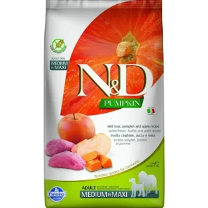 Zlevněný N&D Pumpkin DOG Adult M/L Boar & Apple 2,5kg