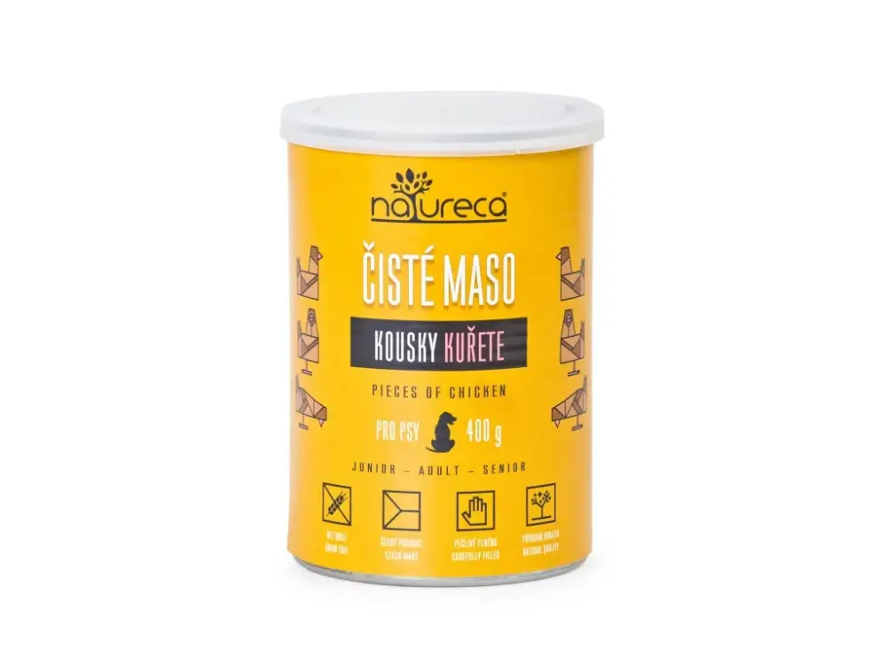 Nová Kolekce NATURECA konz. kuřecí kousky pro psy 400g