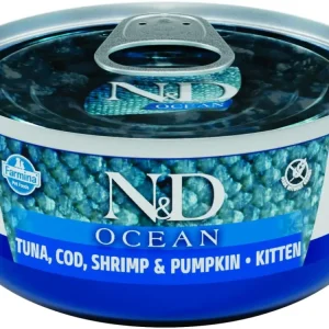Cenově Výhodný N&D CAT OCEAN Kitten Tuna & Cod & Shrimp & Pumpkin 70g