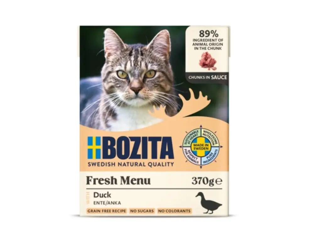 Dokud Zásoby Vydrží Bozita Cat kousky v omáčce s kachním, tetrapak 370 g