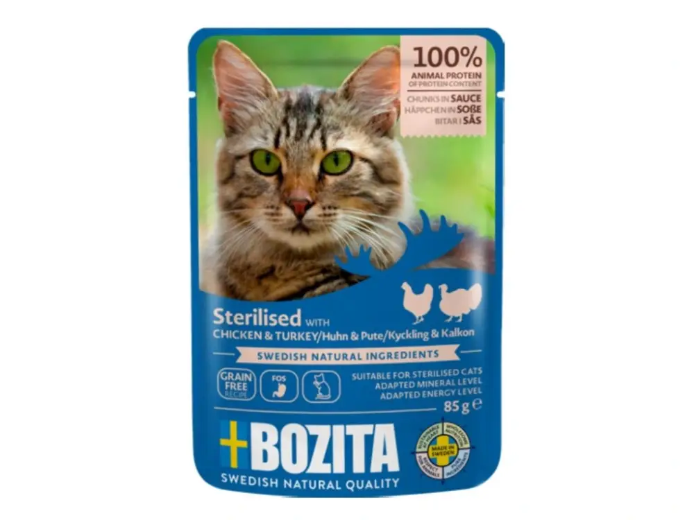 Bozita Cat Sterilised kousky v omáčce s kuřecím a krůtím, kapsička 85 g Ověřený