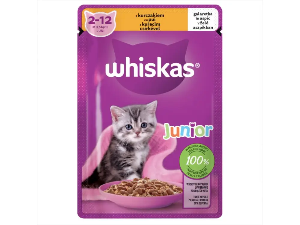 Whiskas kapsa Core Junior kuřecí v želé 85g Poslední Šance
