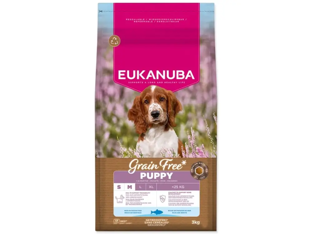 Eukanuba Dog GF Puppy Small&Medium rich in Oc.Fish 3kg Novinka