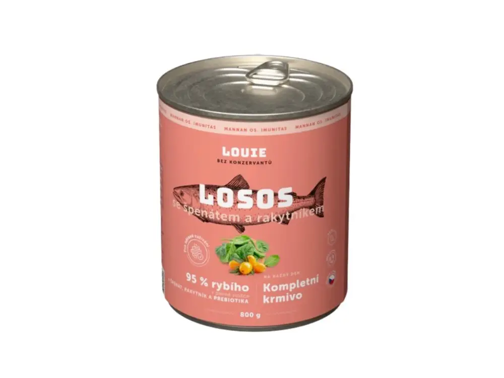 Louie Dog konz. Losos s rakyt.špenátem,prebiotiky 800g Oblíbený