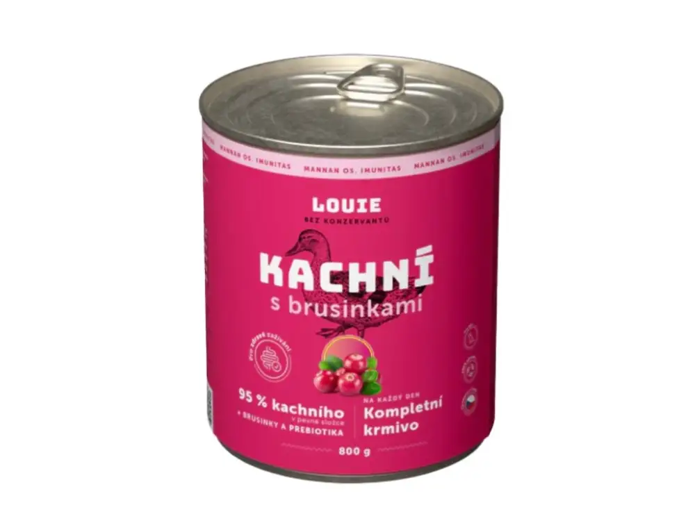 Louie Dog konz. Kachní s brusinkami a prebiotiky 800g Top Prodej