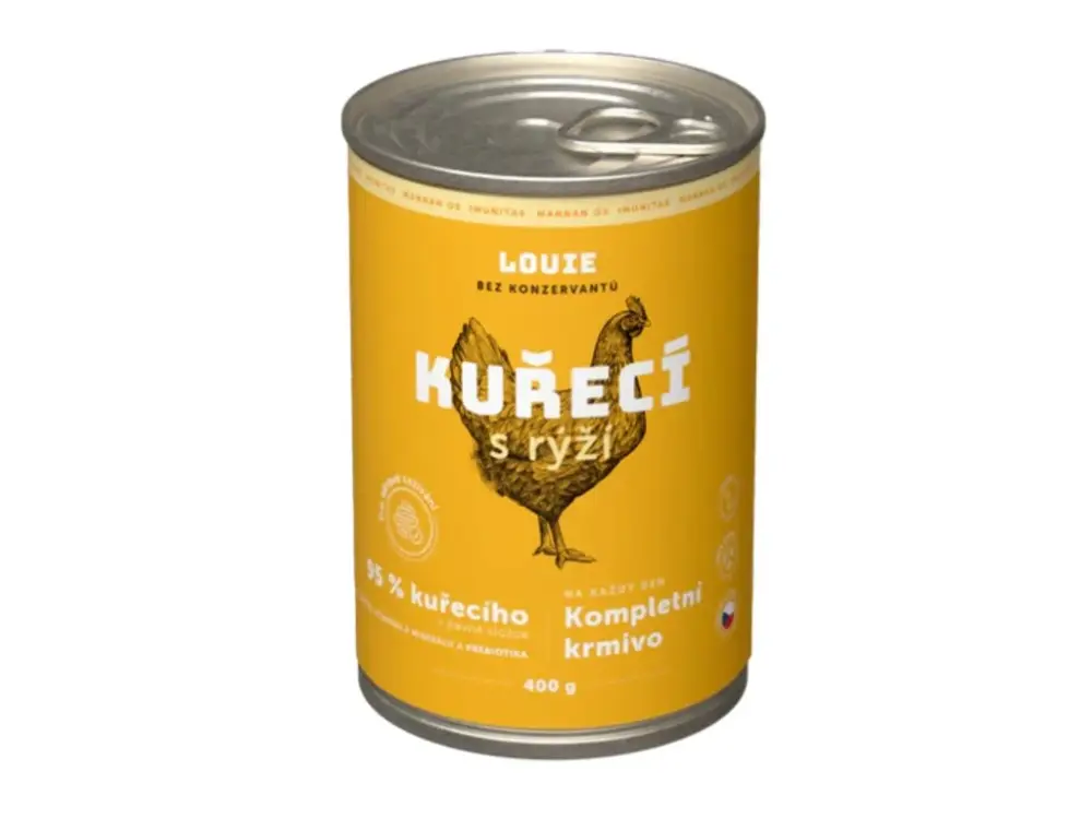 Louie Dog konz. Kuřecí s rýží a prebiotiky 400g Zlevněný