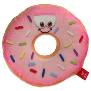 Ověřený DOG FANTASY donut s obličejem růžový 12 cm 1ks