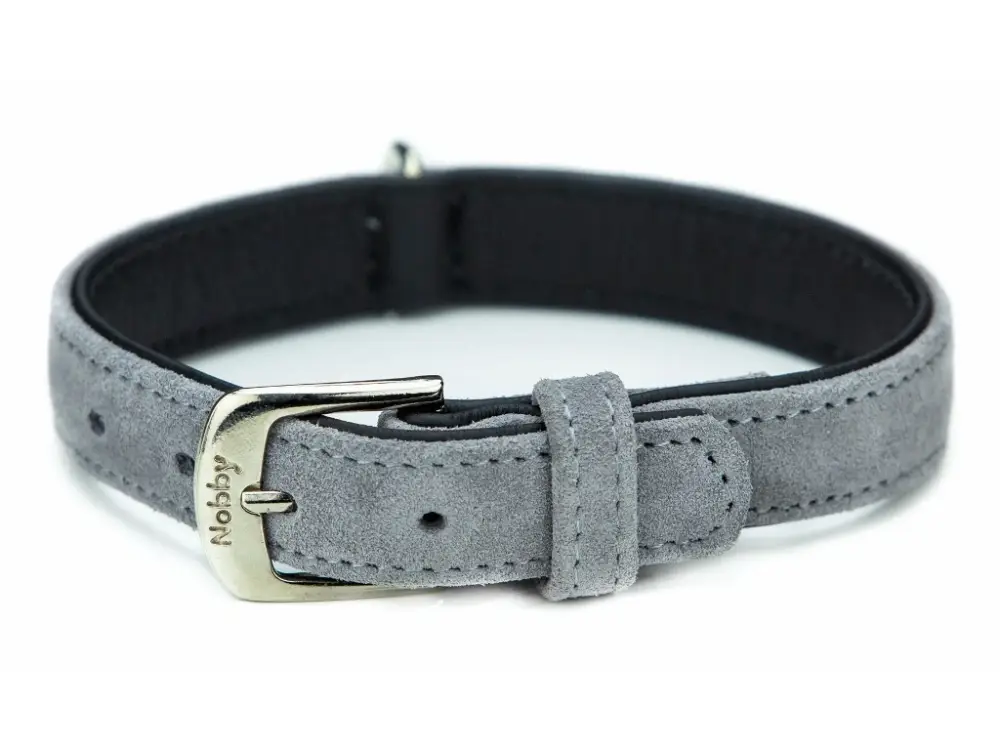 Cenově Výhodný Nobby VELOURS obojek ze semišové kůže M 47cm šedá