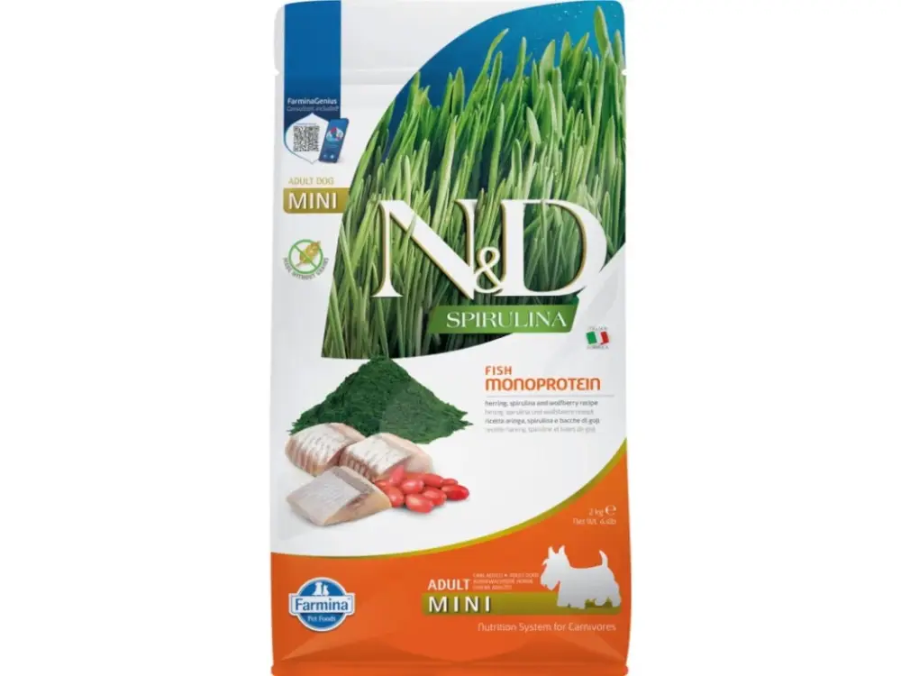 N&D SPIRULINA DOG Adult Mini Herring & Wolfberry 2kg Nakupujte Hned