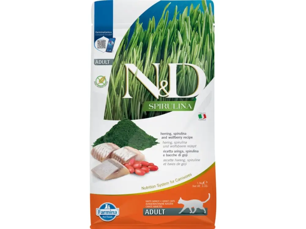 N&D SPIRULINA CAT Adult Herring & Wolfberry 1,5kg Nakupujte Hned