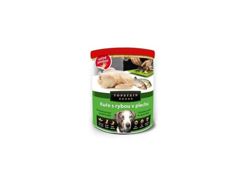 Přímo Od Výrobce Topstein Kuře s rybou v plechu 800g