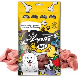 Lyopro Dog pochoutka Kuřecí kostky s jahody 50g Autentický