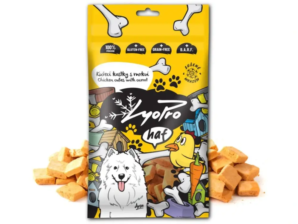 Lyopro Dog pochoutka Kuřecí kostky s mrkví 50g Aktuální